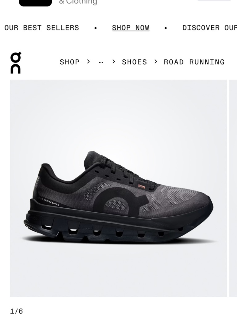 On Running Cloudflow 5  WOmen’s Running Shoe — Black/Gray- BNWB!!